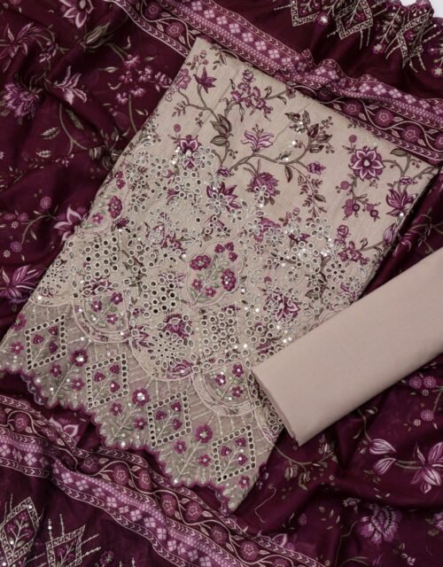 Bin Saeed Unstitched Premium Embroidered Lawn 3 Piece Summer Collection - D05