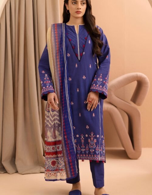 Zellbury Premium Unstitched 3 Piece Embroidered Lawn Collection - D61 (WUS25E30070)