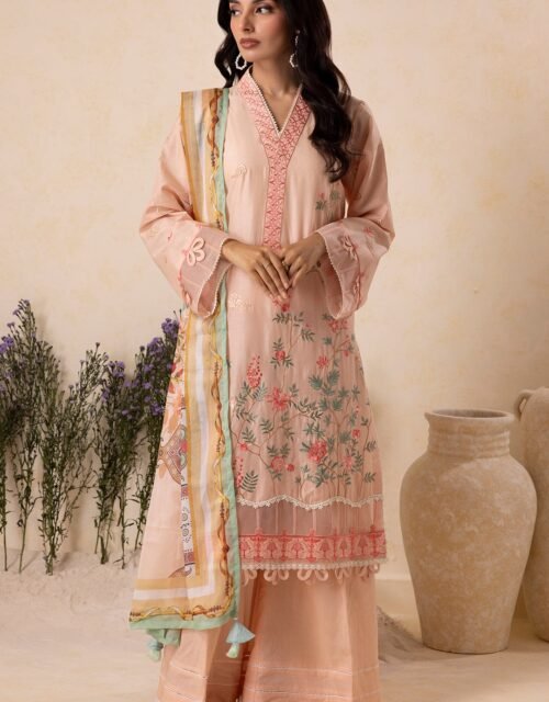 Zellbury Premium Unstitched 3 Piece Embroidered Lawn Collection - D66 (WUS25E30606)