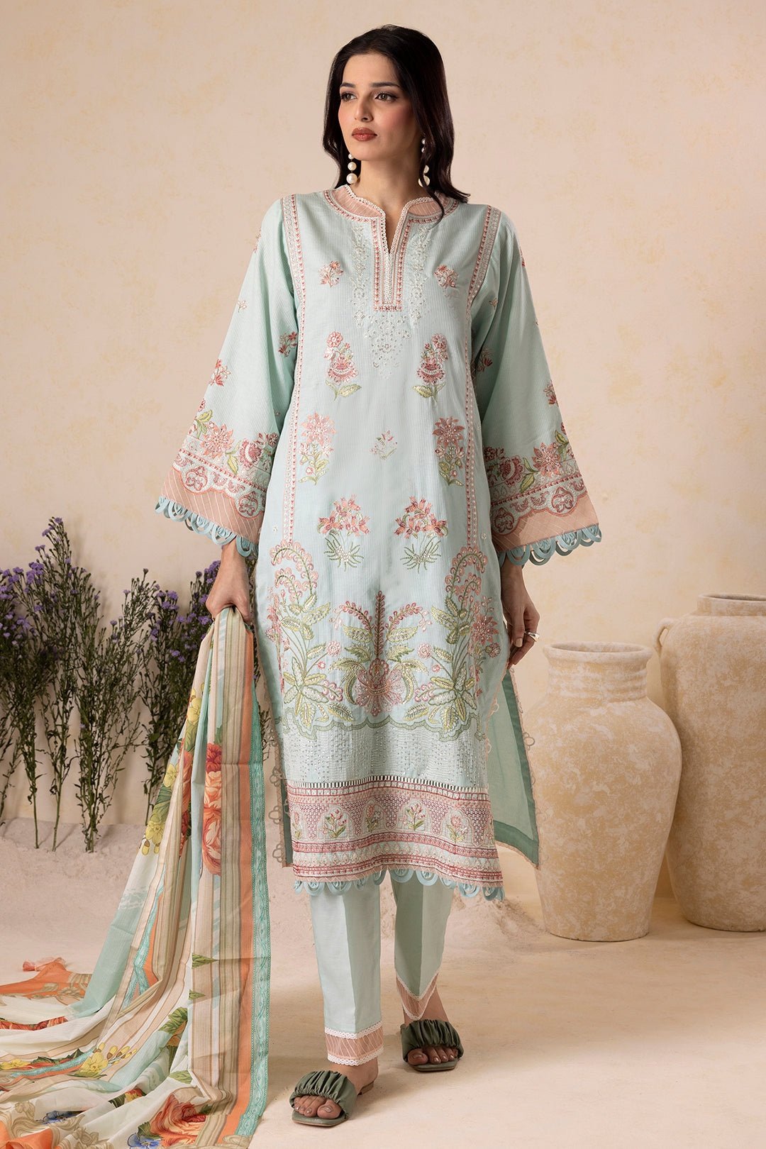 Zellbury Premium Unstitched 3 Piece Embroidered Lawn Collection - D73 (WUS25E30612)