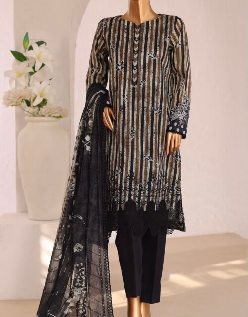 Premium Embroidered Edition by HZ Textiles – Premium Chikankari with Printed Embroidered Lawn Dupatta – PCE 648