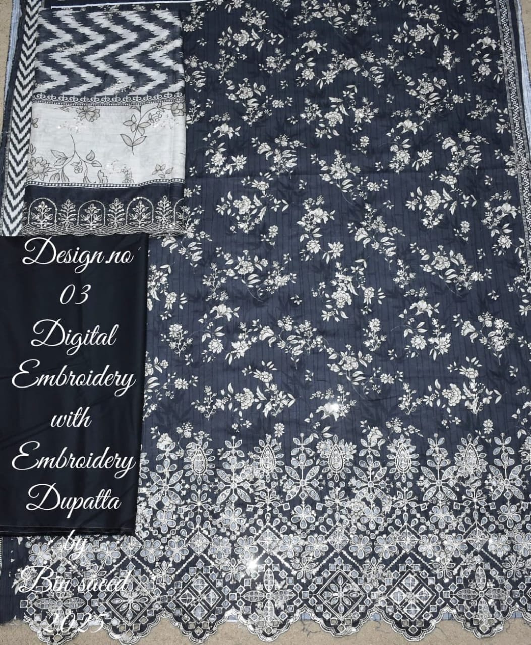 Bin Saeed Unstitched Premium Embroidered Lawn 3 Piece Summer Collection - D17