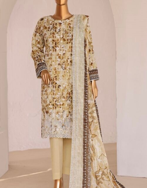 Premium Embroidered Edition by HZ Textiles – Premium Chikankari with Printed Embroidered Lawn Dupatta – PCE 647