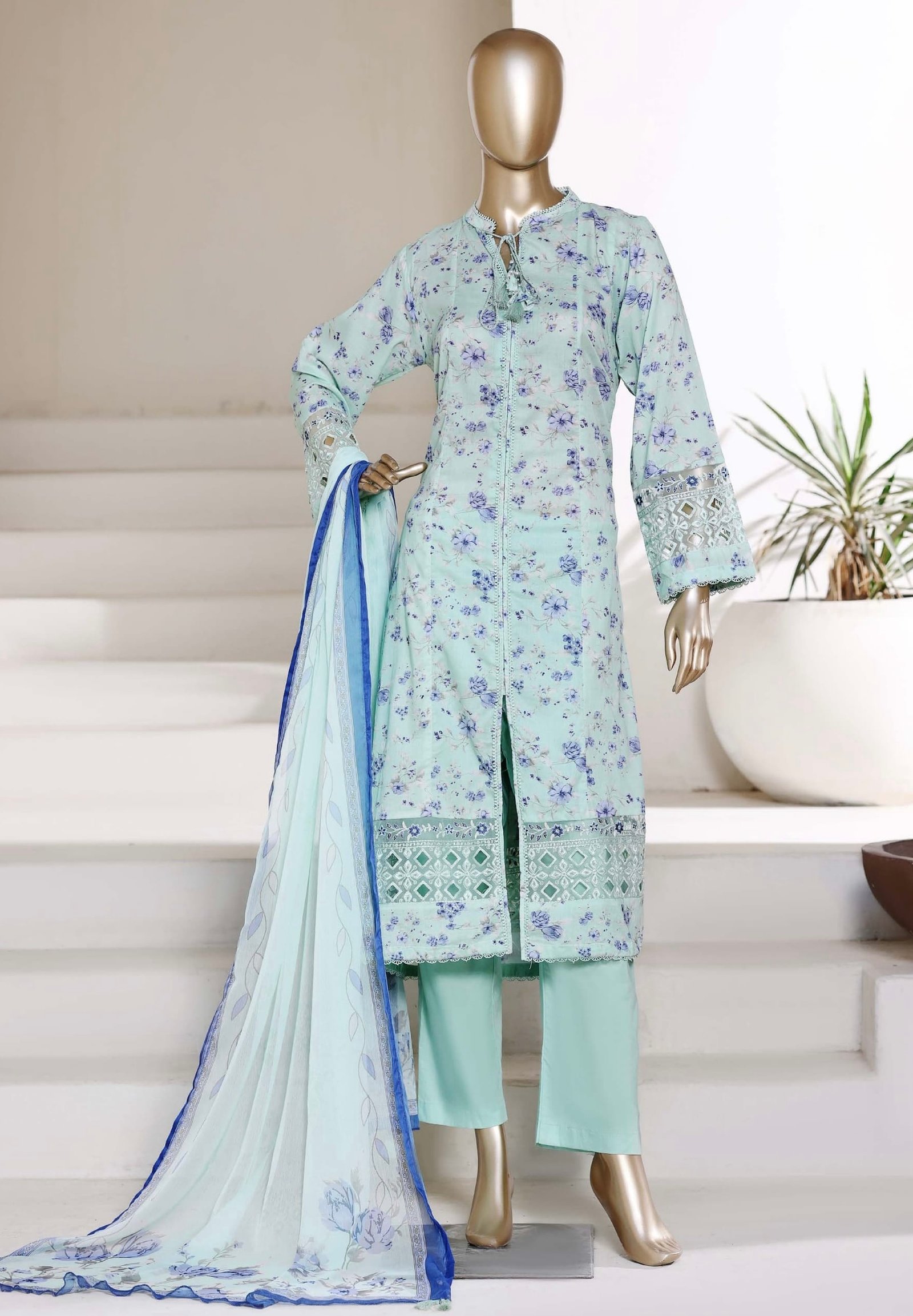 Peplum Frock By Sadabahar Embroidered Lawn Stitched 3 Piece Suit Luxury Collection - D04