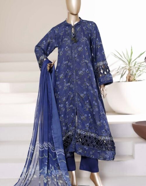 Peplum Frock By Sadabahar Embroidered Lawn Stitched 3 Piece Suit Luxury Collection - D05