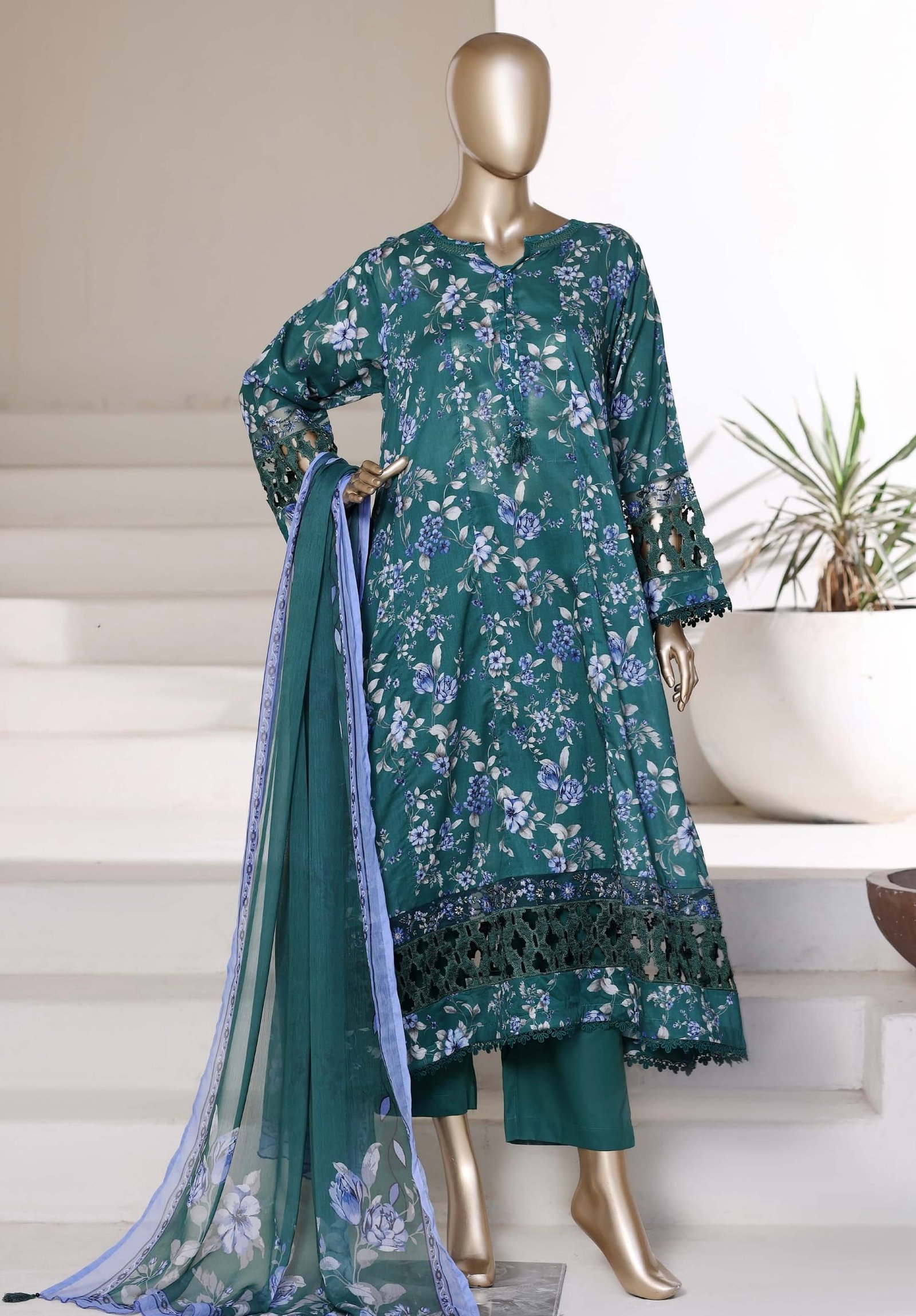 Peplum Frock By Sadabahar Embroidered Lawn Stitched 3 Piece Suit Luxury Collection - D02