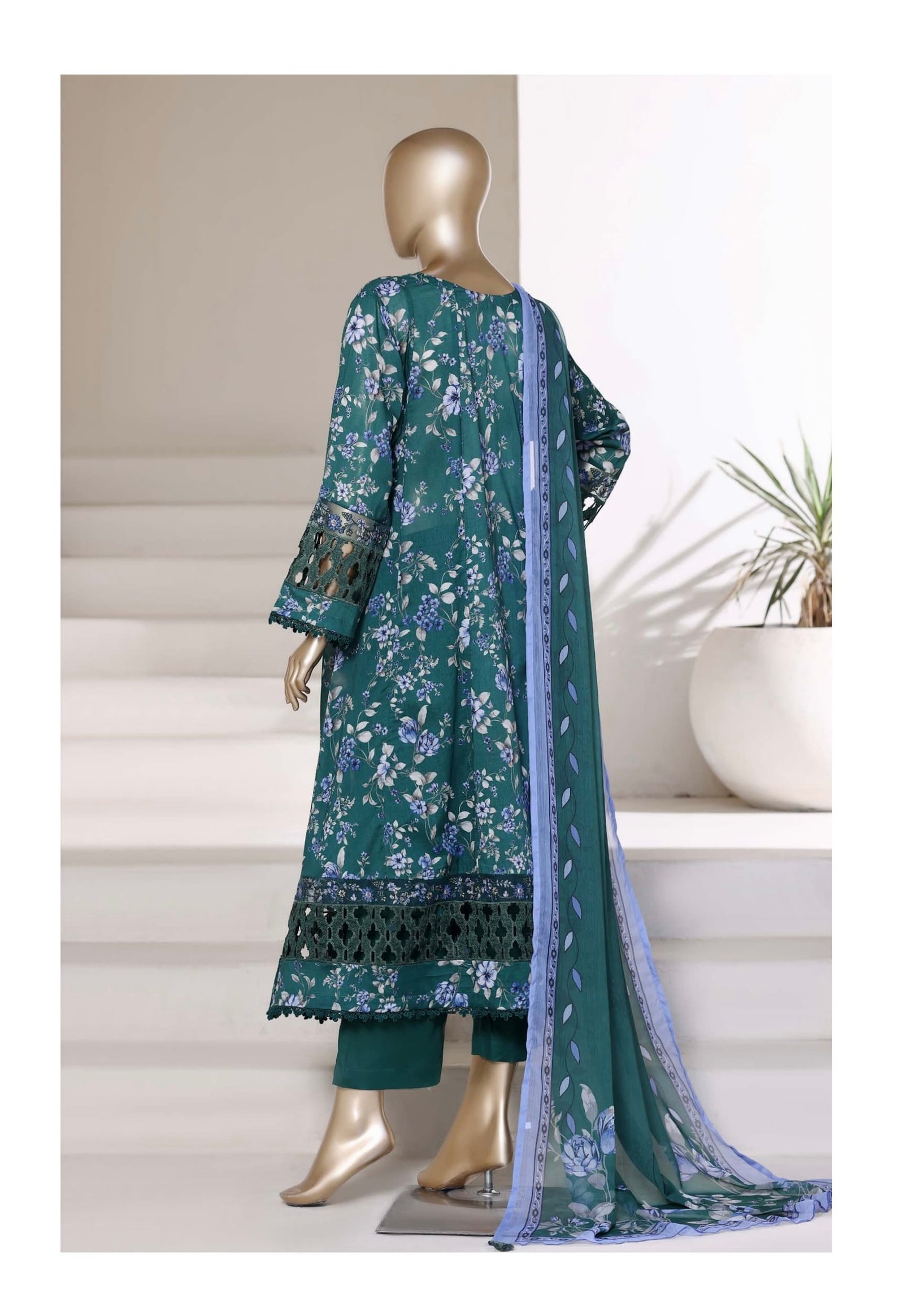 Peplum Frock By Sadabahar Embroidered Lawn Stitched 3 Piece Suit Luxury Collection - D02 - Image 2
