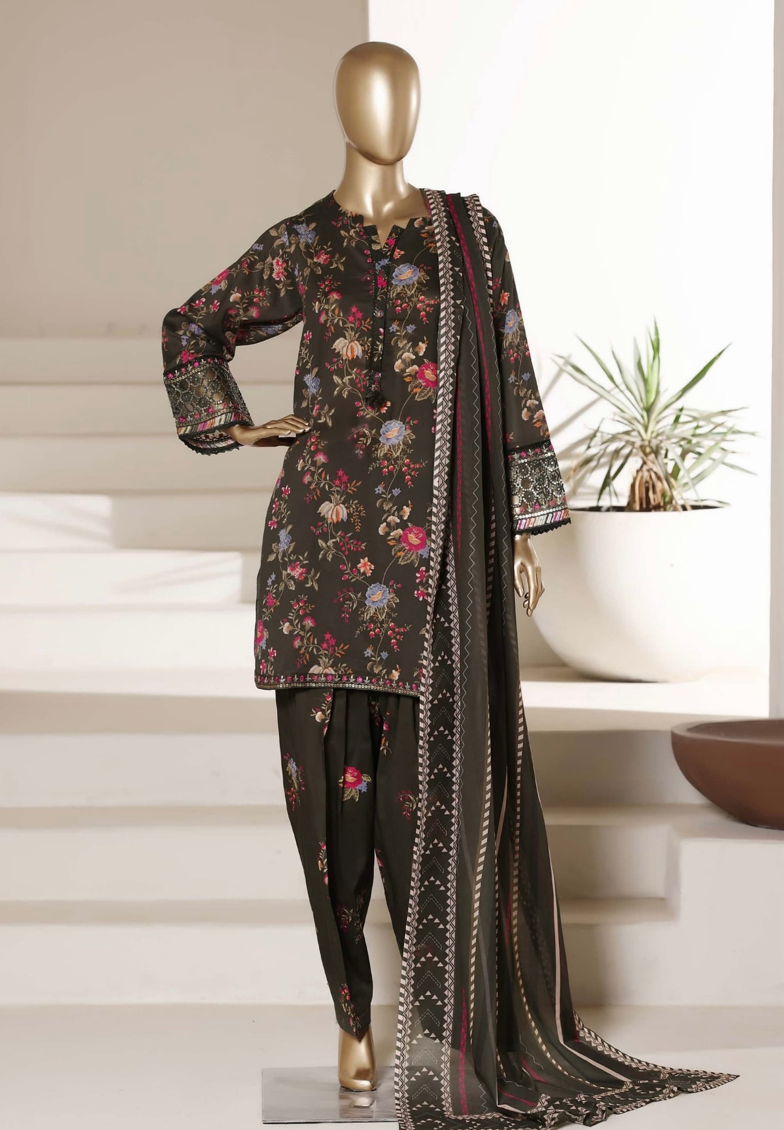Malika By Sadabahar Embroidered Stitched 3 Piece Shalwar Suit Summer Collection - Design 03