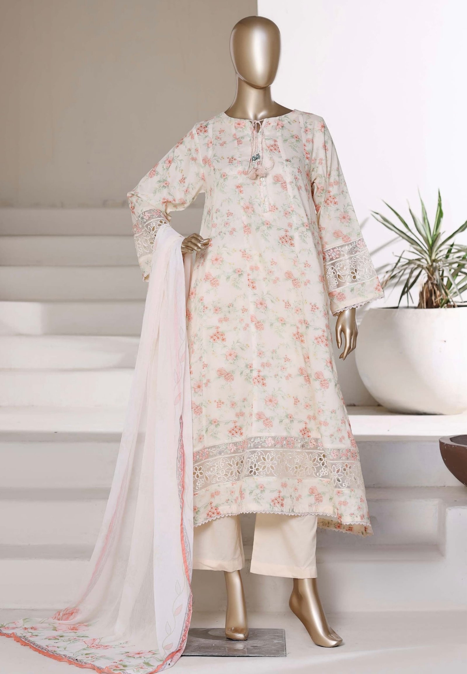 Peplum Frock By Sadabahar Embroidered Lawn Stitched 3 Piece Suit Luxury Collection - D01