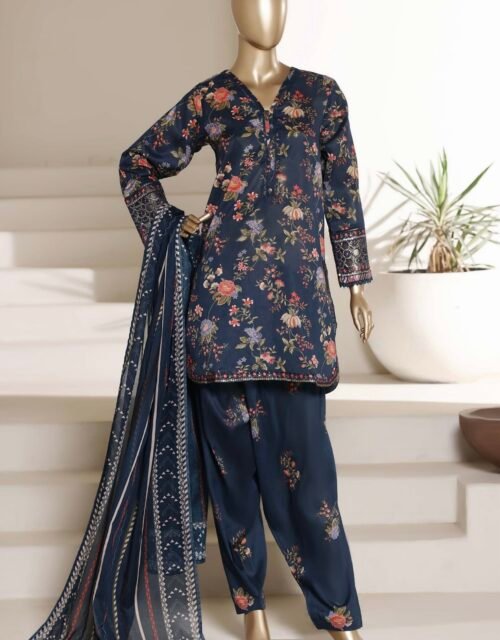 Malika By Sadabahar Embroidered Stitched 3 Piece Shalwar Suit Summer Collection - Design 01