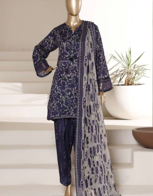 Malika By Sadabahar Embroidered Stitched 3 Piece Shalwar Suit Summer Collection - Design 08