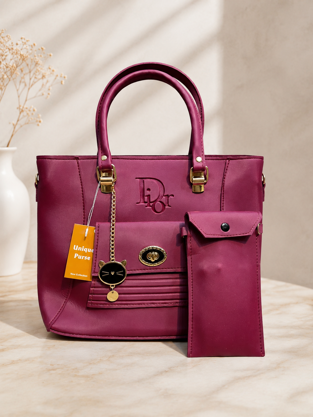 Premium Leather Look Handbag Set for Women