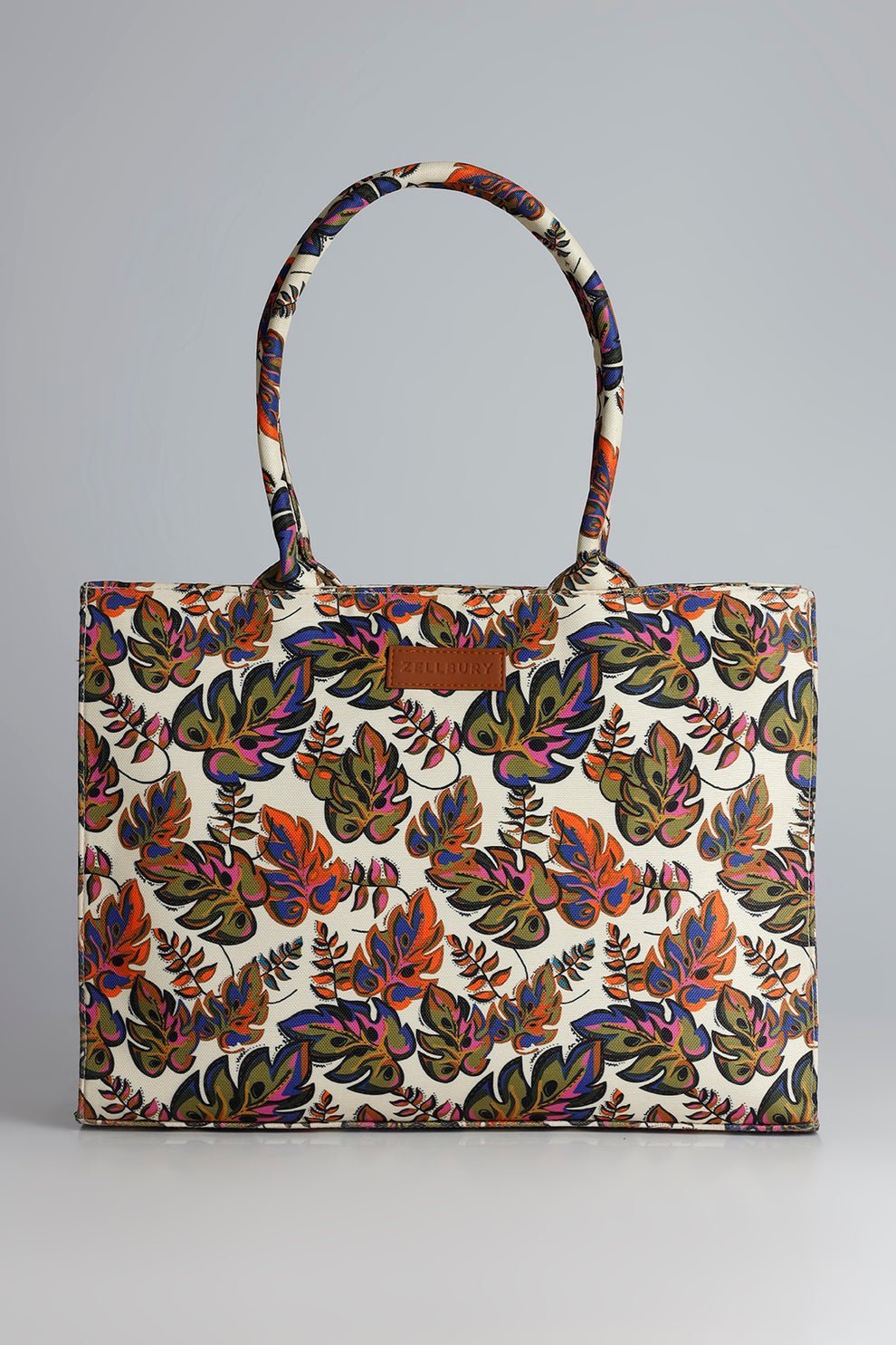 Colorful Leaf Print Canvas Tote Bag | Stylish Large Shoulder Bag for Everyday Use