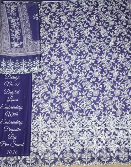 Bin Saeed Unstitched Luxury Embroidered Lawn 3-Piece Summer Collection - D04