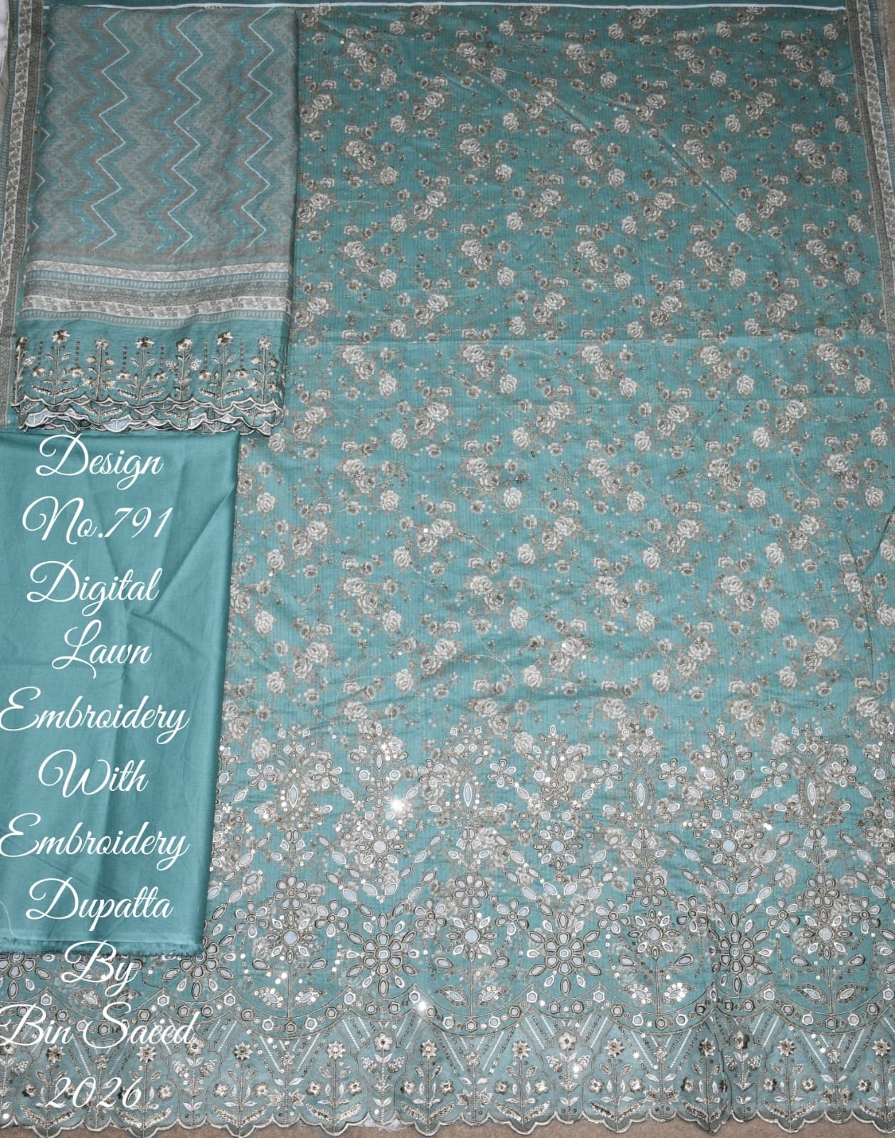 Bin Saeed Unstitched Luxury Embroidered Lawn 3-Piece Summer Collection - D11