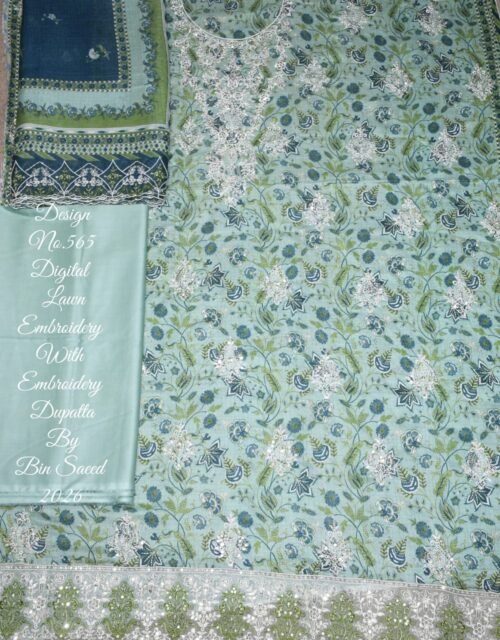 Bin Saeed Unstitched Luxury Embroidered Lawn 3-Piece Summer Collection - D20