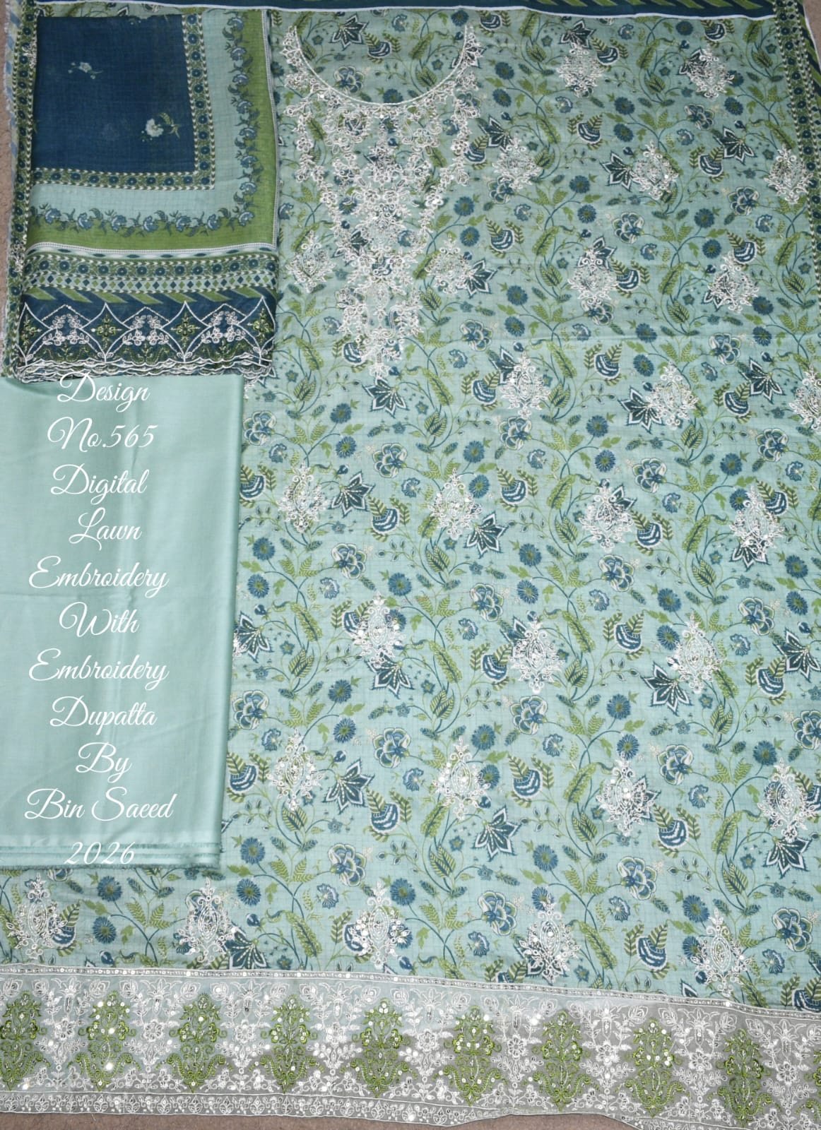 Bin Saeed Unstitched Luxury Embroidered Lawn 3-Piece Summer Collection - D20