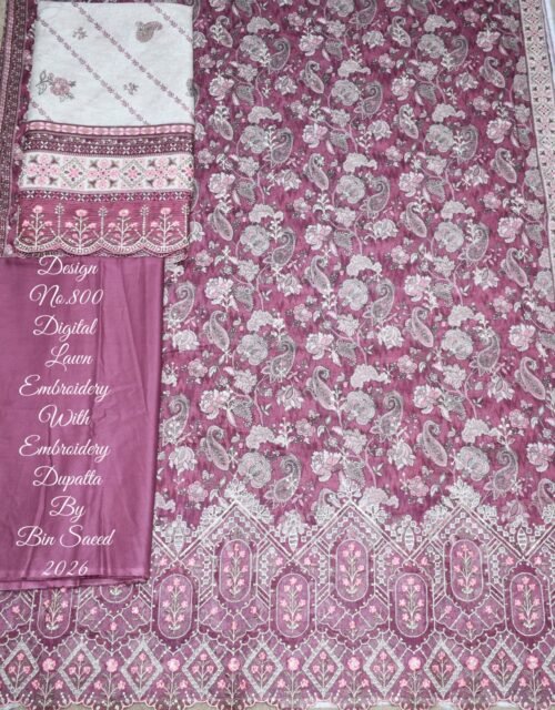 Bin Saeed Unstitched Luxury Embroidered Lawn 3-Piece Summer Collection - D07