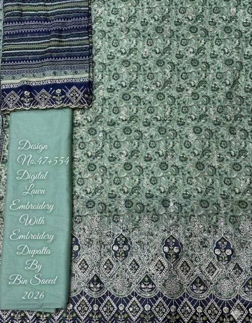 Bin Saeed Unstitched Luxury Embroidered Lawn 3-Piece Summer Collection - D09