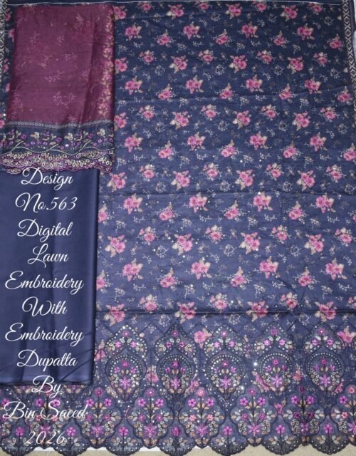 Bin Saeed Unstitched Luxury Embroidered Lawn 3-Piece Summer Collection - D08