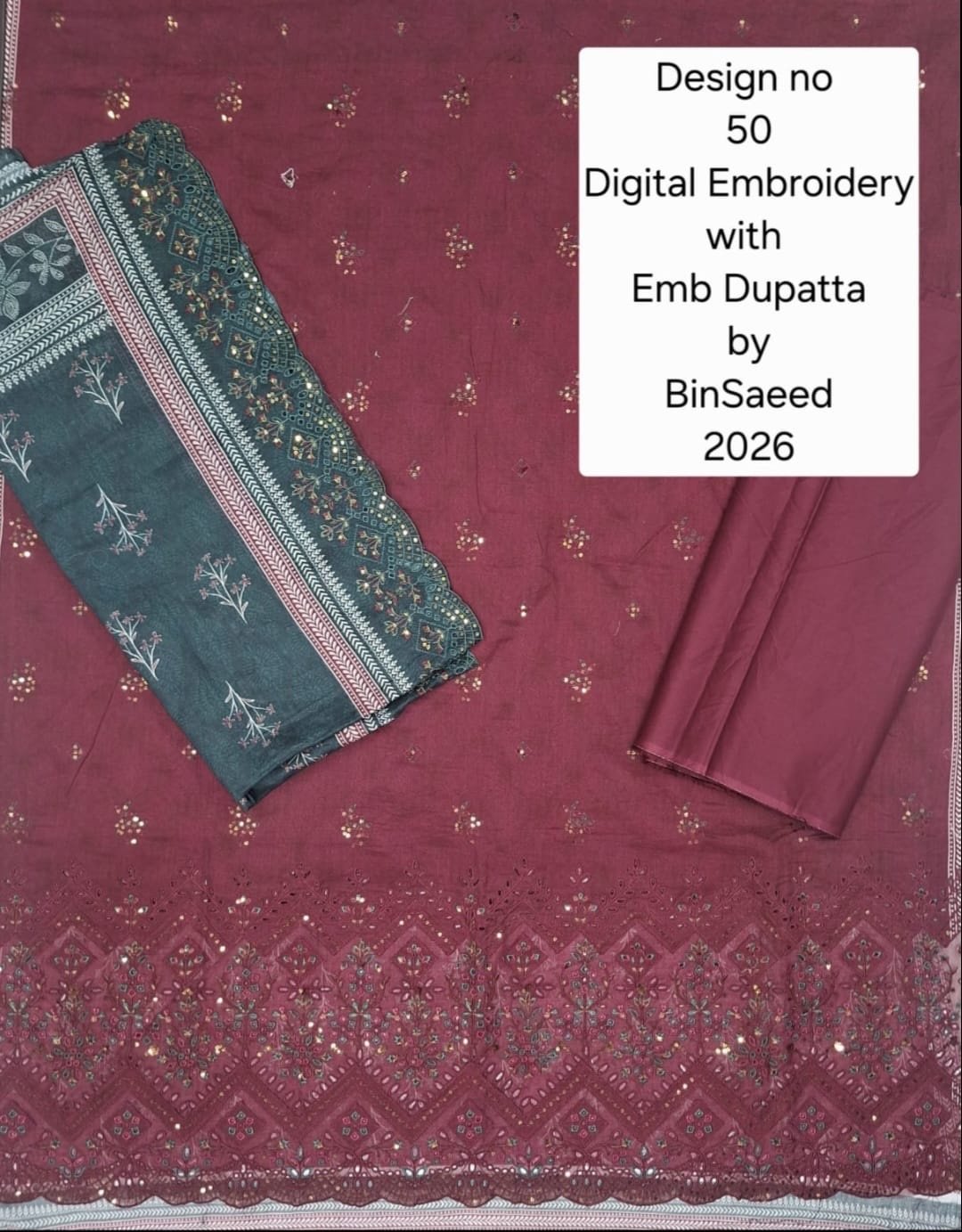 Bin Saeed Unstitched Luxury Embroidered Lawn 3-Piece Summer Collection - D05