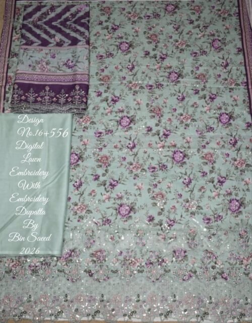 Bin Saeed Unstitched Luxury Embroidered Lawn 3-Piece Summer Collection - D19