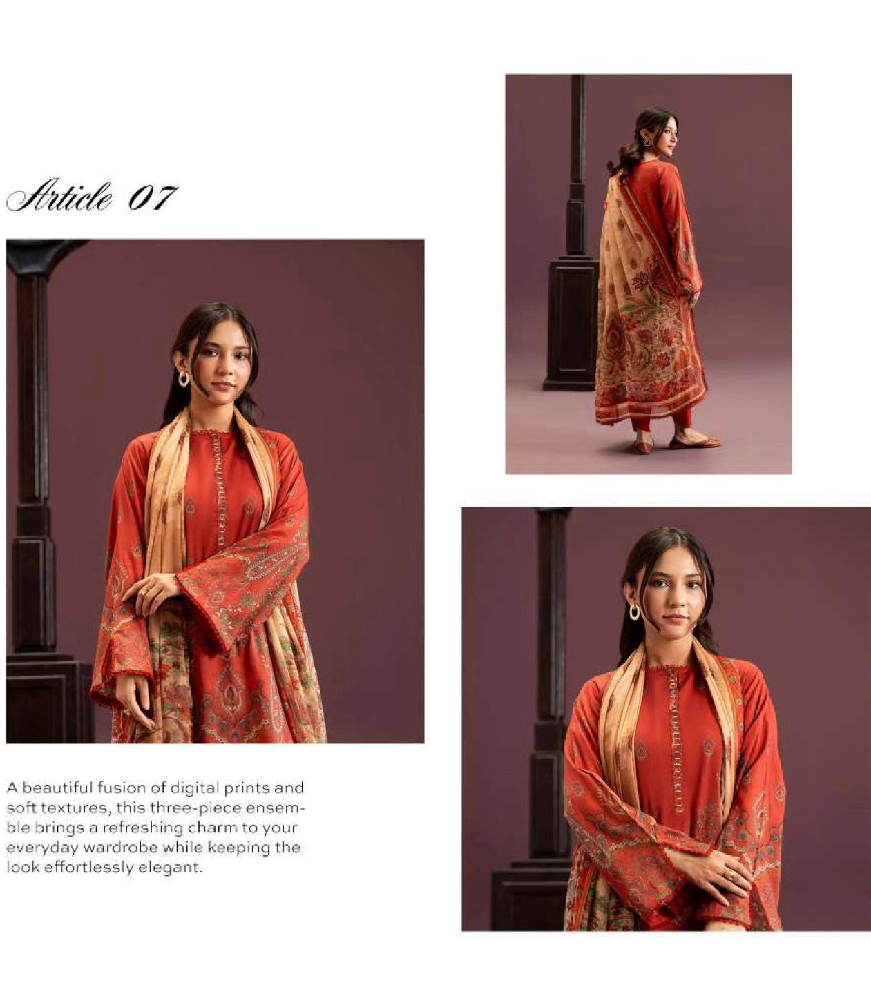 GUL E ZAR BY GULL JEE - Unstitched 3 Piece Digital Printed Lawn Collection - A07 - Image 2
