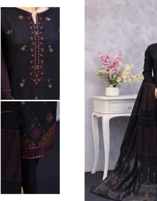 Turkish Jacquard By HZ Textile - Embroidered Jacquard Unstitched 3 Piece Suit Collection - A03