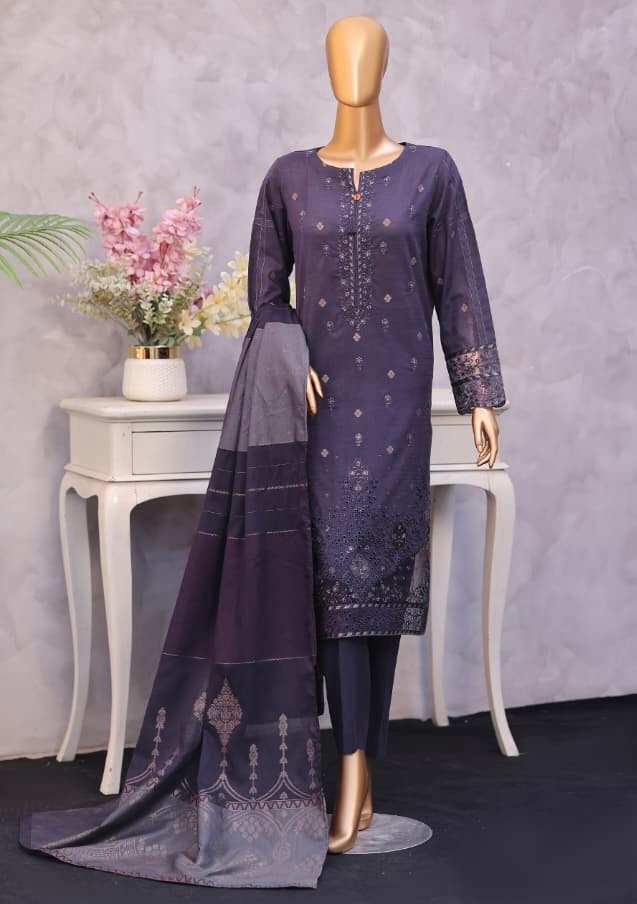 Turkish Jacquard By HZ Textile - Embroidered Jacquard Unstitched 3 Piece Suit Collection - A01