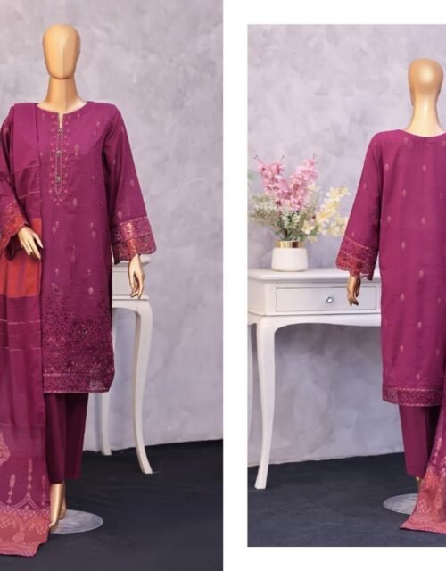 Turkish Jacquard By HZ Textile - Embroidered Jacquard Unstitched 3 Piece Suit Collection - A04
