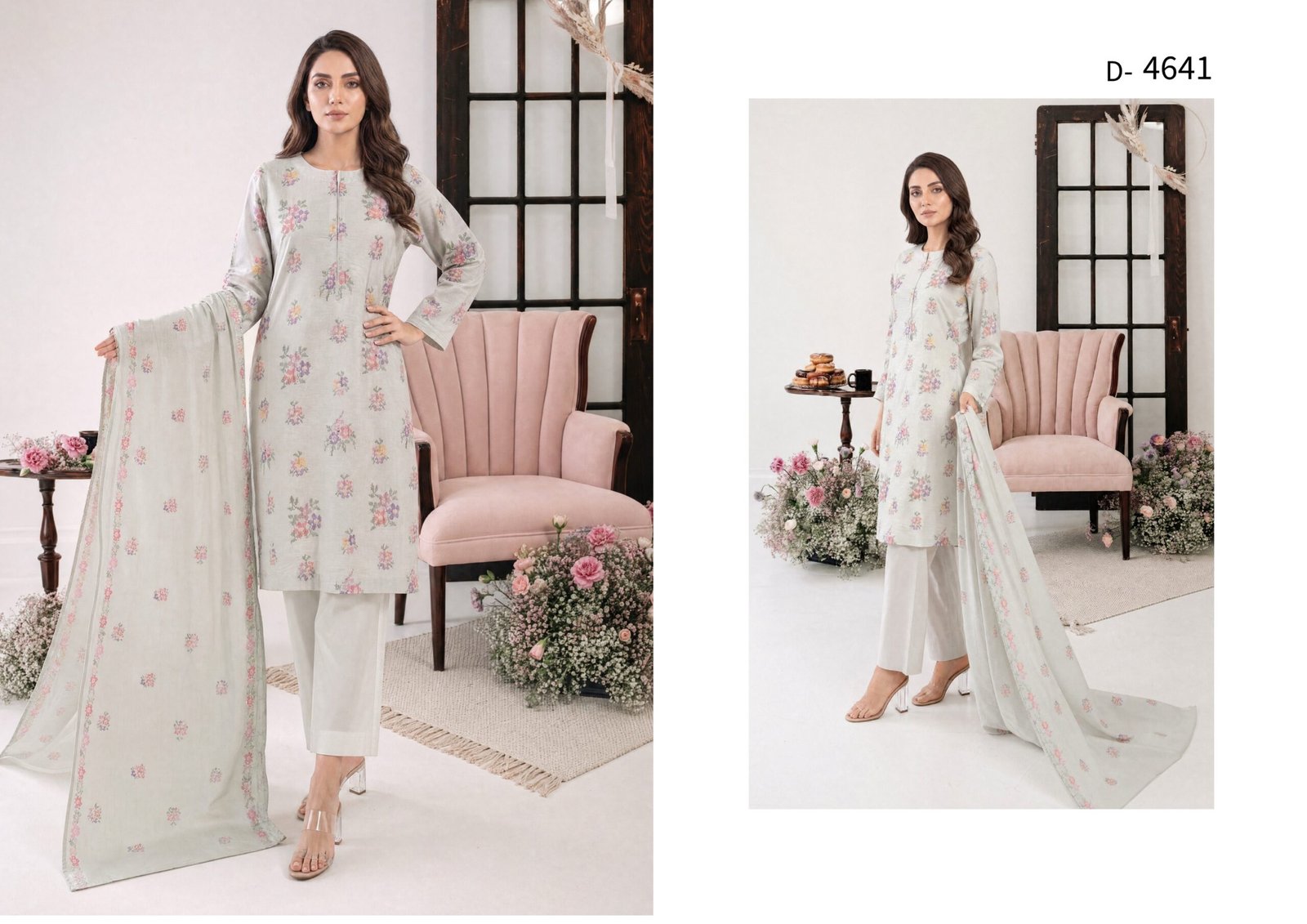 Parisa By Tawakkal Fabrics - Unstitched Exclusive Panni Work Embroidered 3 Piece Cambric Collection — D-4641