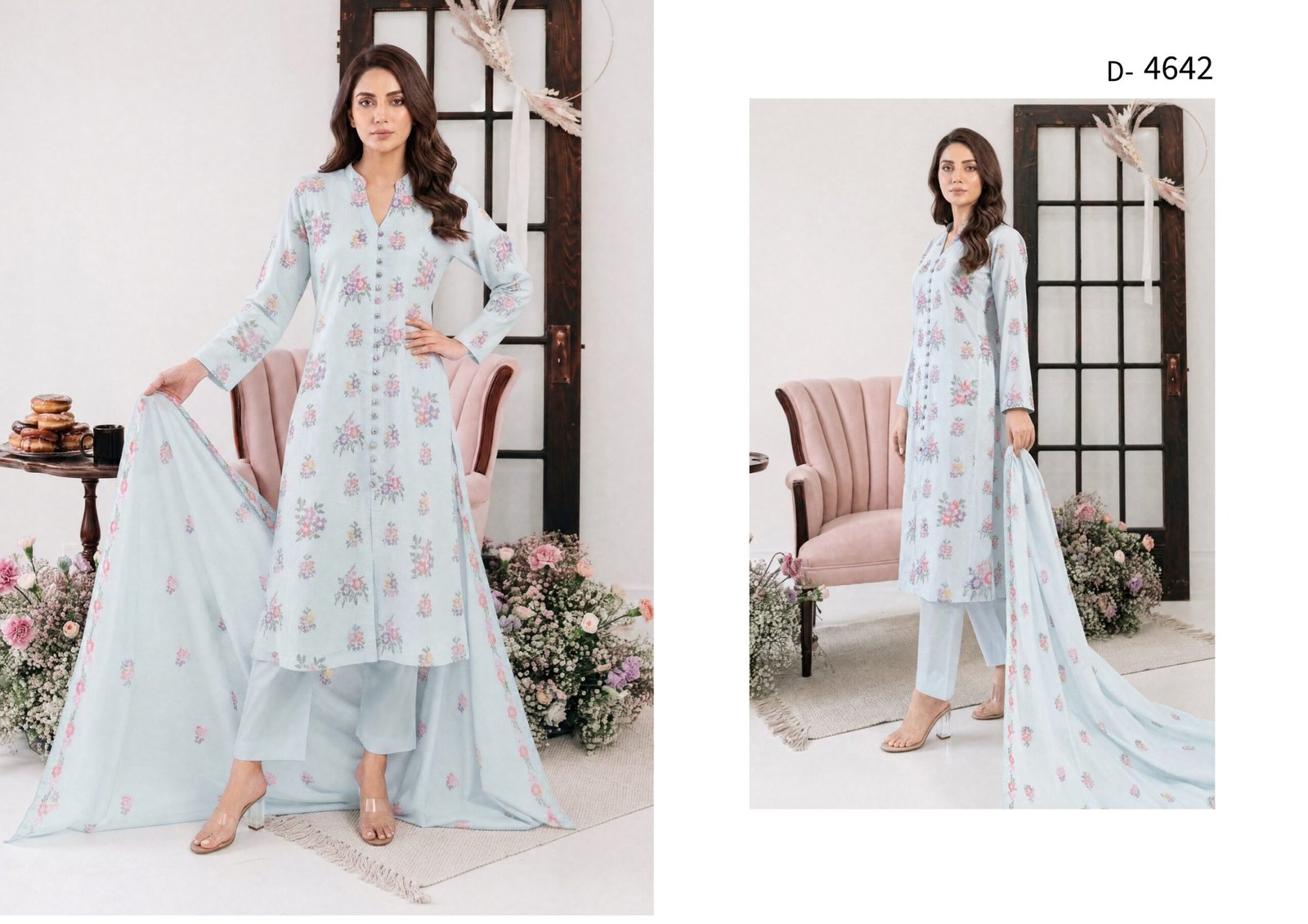 Parisa By Tawakkal Fabrics - Unstitched Exclusive Panni Work Embroidered 3 Piece Cambric Collection — D-4642
