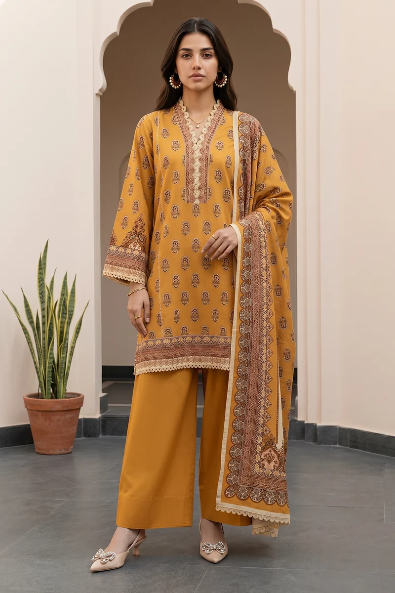 Zellbury Premium Unstitched 3 Piece Printed Lawn Collection - D198 (WUS26X38105)