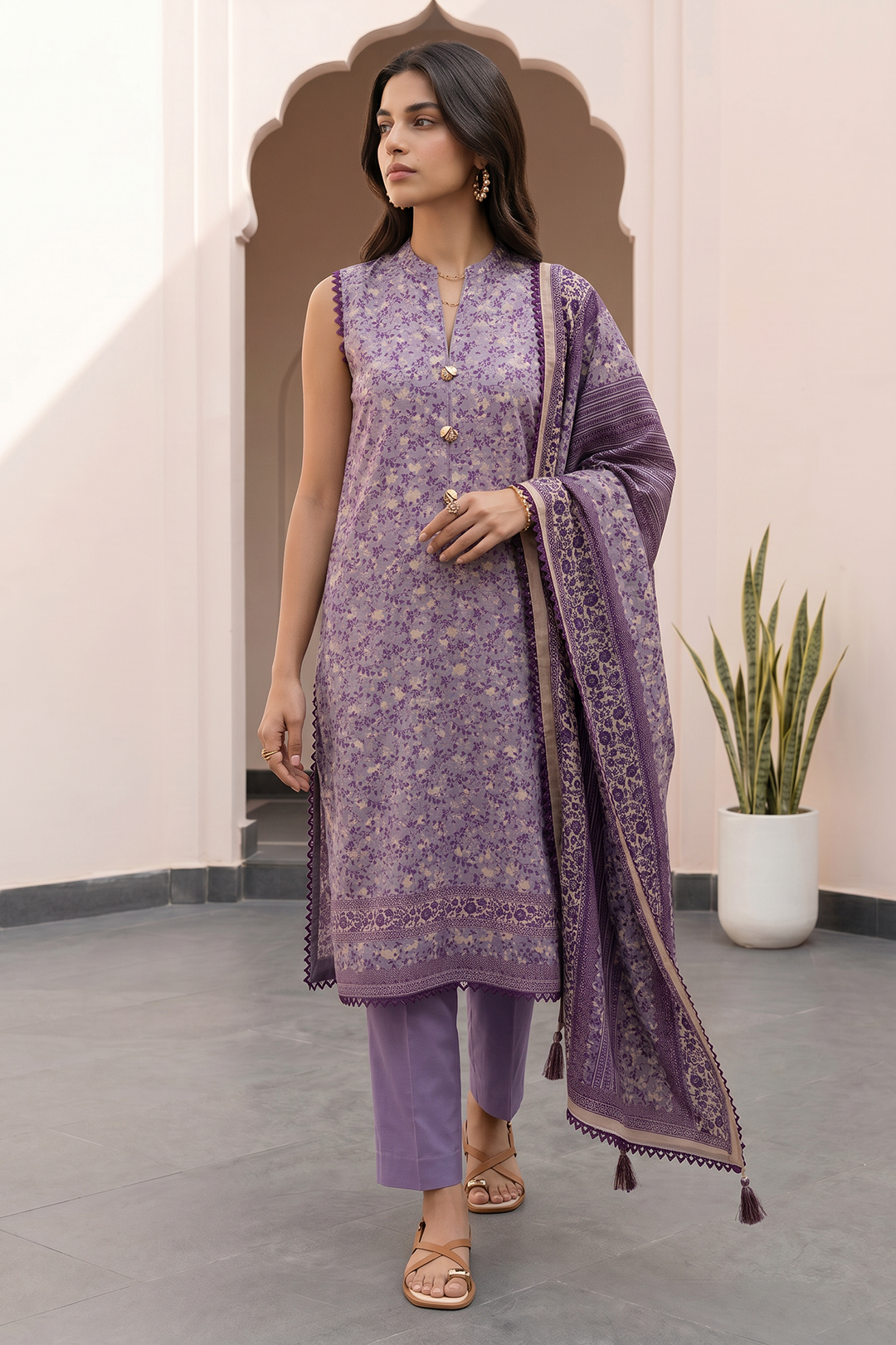 Zellbury Premium Unstitched 3 Piece Printed Lawn Collection - D201 (WUS26X38068)
