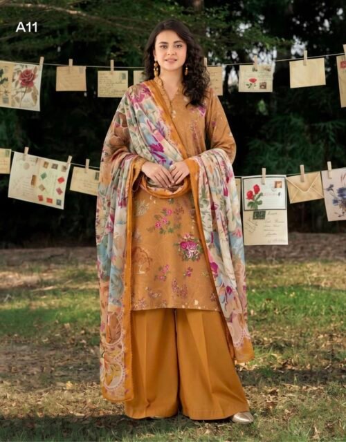 GULL E SARD BY GULL JEE - Unstitched 3 Piece Digital Printed Linen Winter Edition - A11