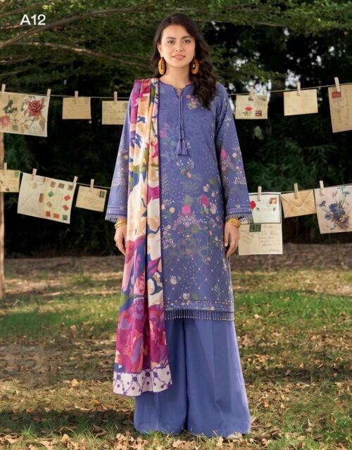 GULL E SARD BY GULL JEE - Unstitched 3 Piece Digital Printed Linen Winter Edition - A12